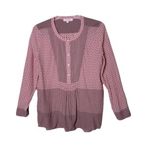 Two Vince Camuto | Pink Mixed Print Long Sleeve Peasant Top, Large